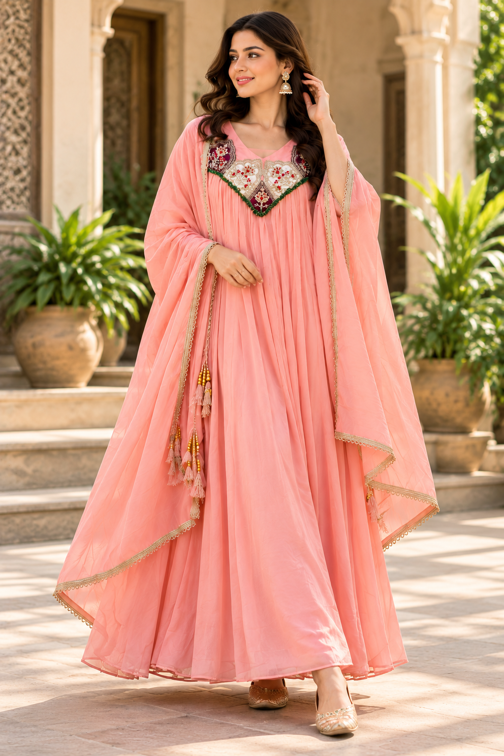 Mul Chanderi Hand Work Ethnic Pair Set | Kurta, Pant & Dupatta – POONAMIKA