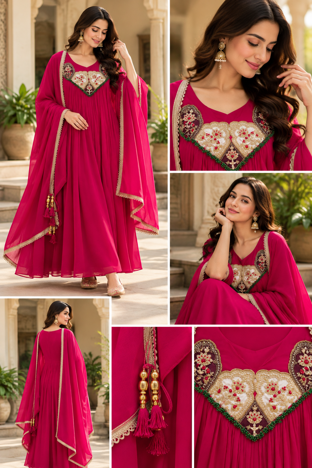 Mul Chanderi Hand Work Ethnic Pair Set | Kurta, Pant & Dupatta – POONAMIKA