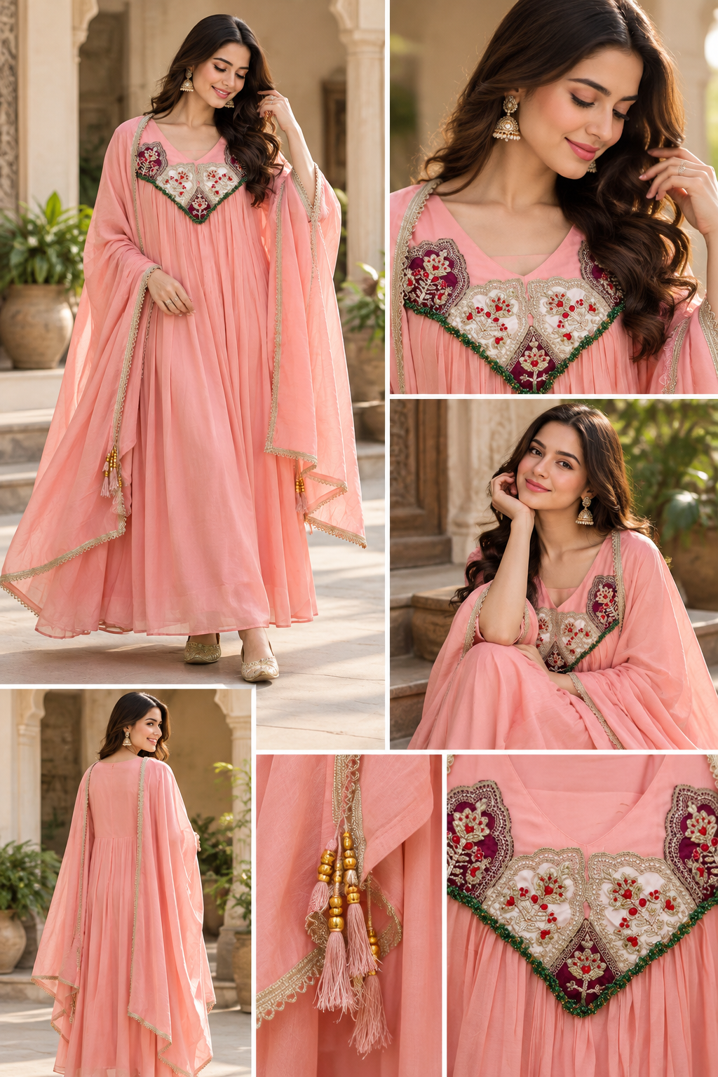 Mul Chanderi Hand Work Ethnic Pair Set | Kurta, Pant & Dupatta – POONAMIKA