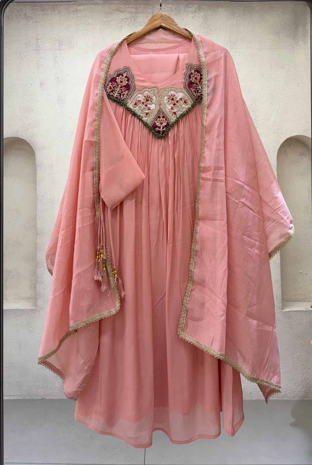 Mul Chanderi Hand Work Ethnic Pair Set | Kurta, Pant & Dupatta – POONAMIKA